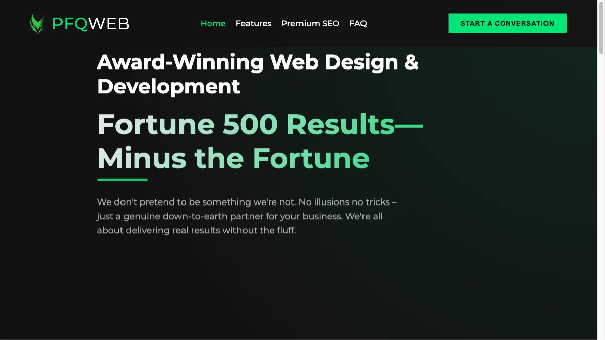 Screenshot of PFQWeb — web development and AI tooling site
